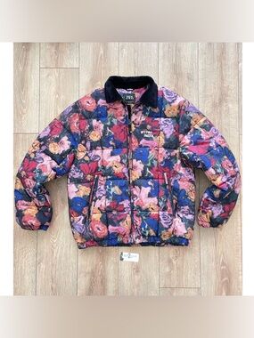Zara Multicolor Floral-Print Jacket with Black Corduroy Collar (USED)